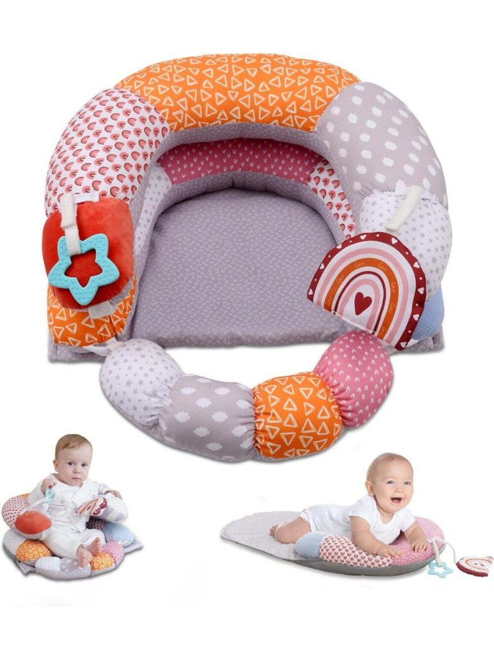 2-in-1 Baby Tummy Time Mat & Support Pillow | Cushioned Playtime Essential